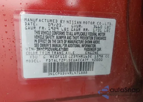 2024 Nissan Kicks Sr z USA, uszkodzony, nr VIN 3N1CP5DV4RL471888